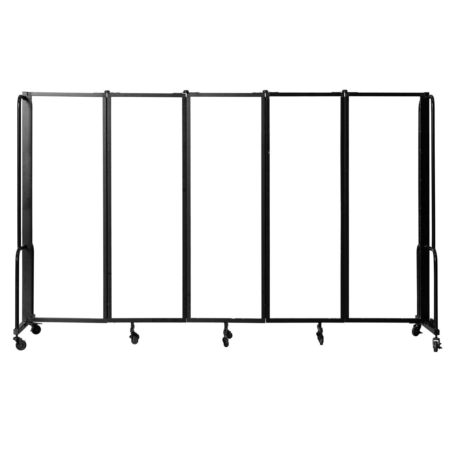 Robo Clear Acrylic Room Divider with Black Frame, 6' Height, 5 Sections