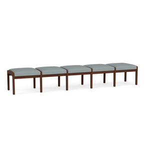 Lenox Wood Collection Reception Seating, 5 Seat Bench, Designer Fabric Upholstery, FREE SHIPPING
