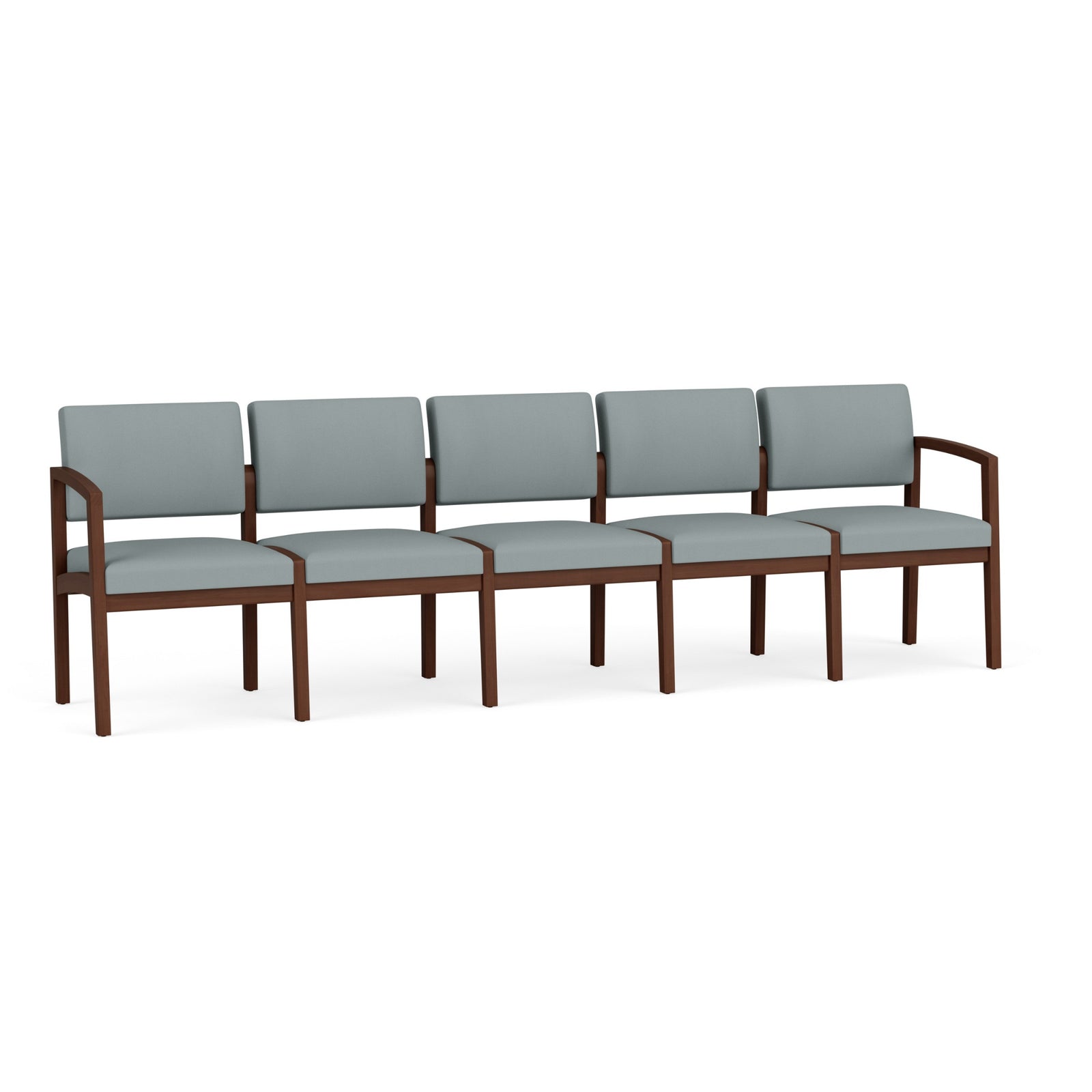 Lenox Wood Collection Reception Seating, 5 Seat Sofa, Designer Fabric Upholstery, FREE SHIPPING