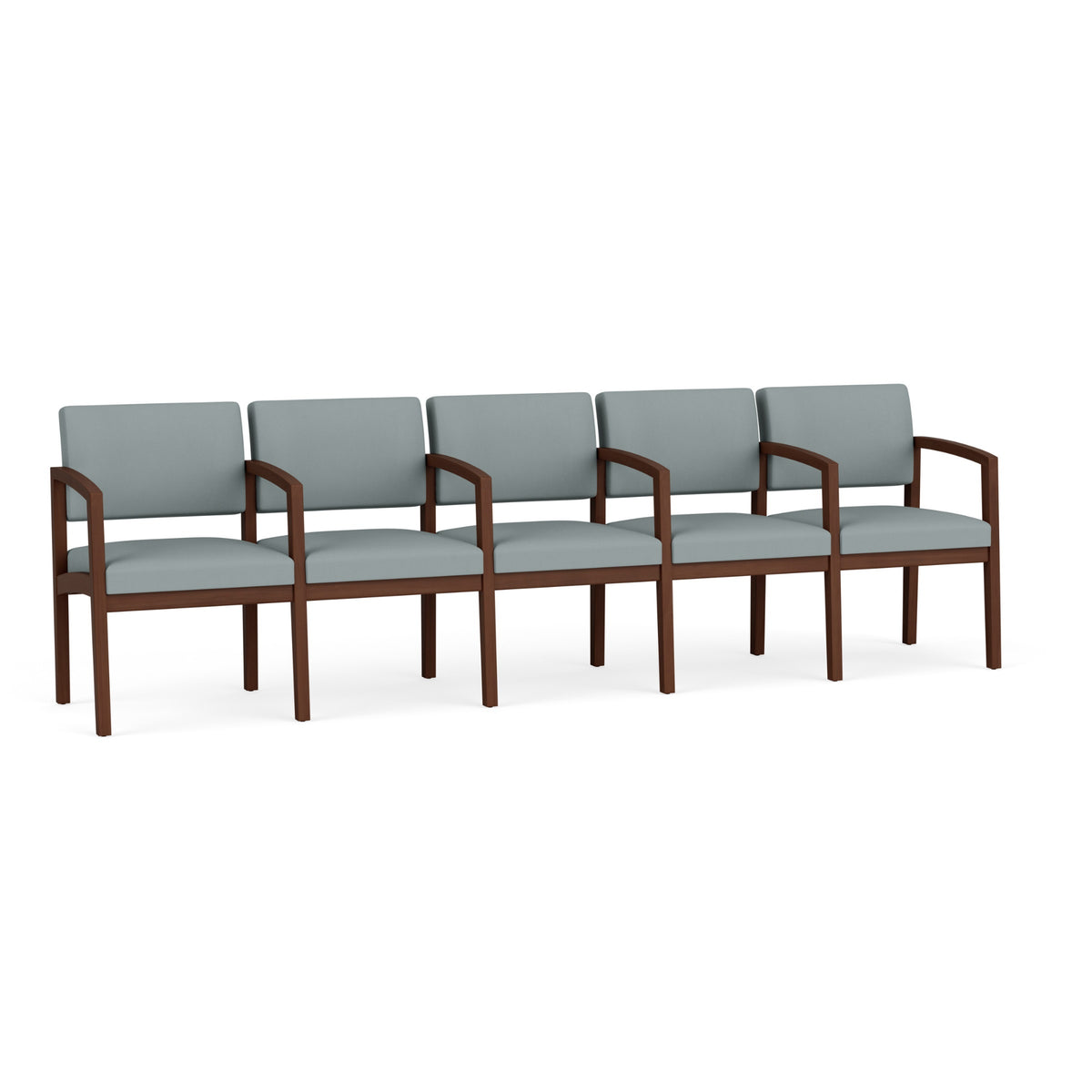 Lenox Wood Collection Reception Seating, 5 Seat Sofa  with Center Arms, Healthcare Vinyl Upholstery, FREE SHIPPING