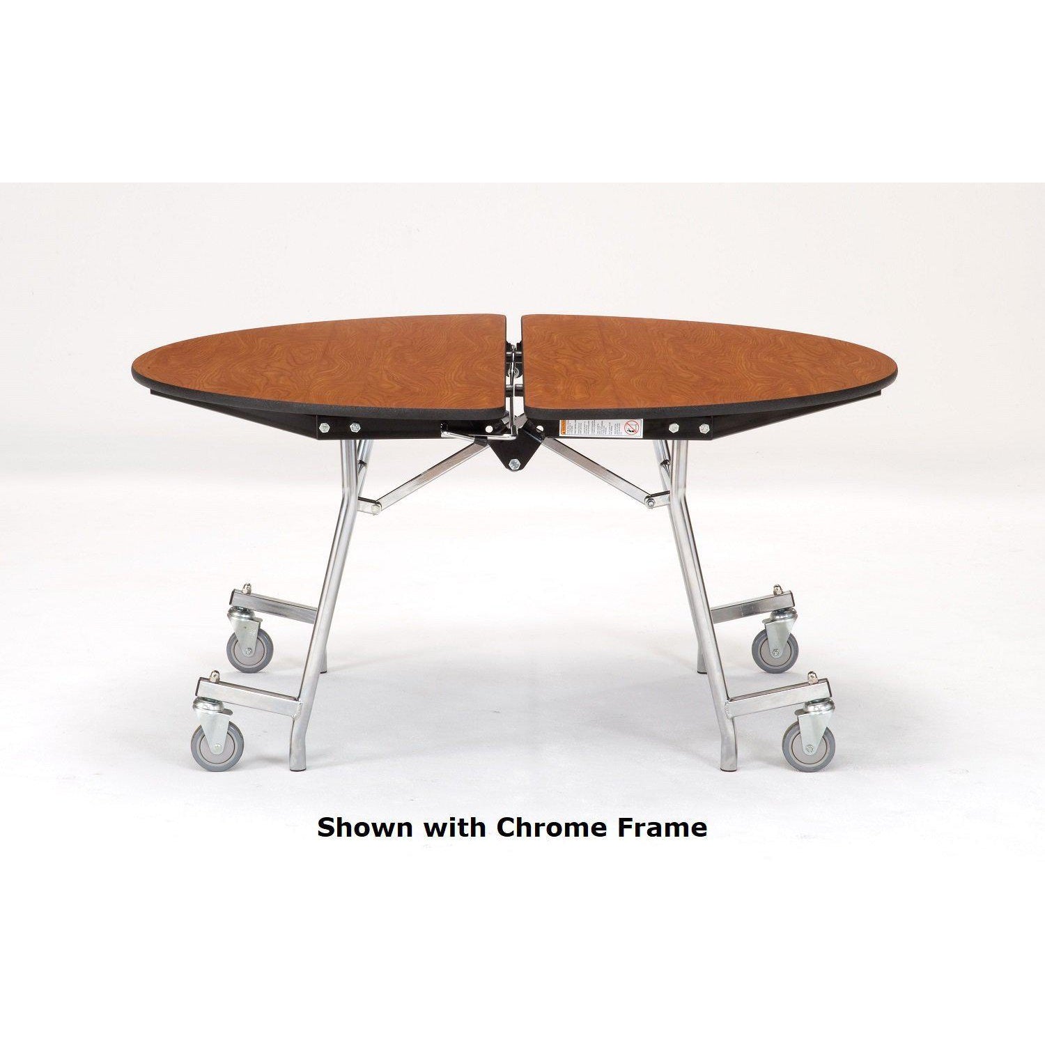 Mobile Shape Cafeteria Table, 60" Round, Particleboard Core, Vinyl T-Mold Edge, Chrome Frame
