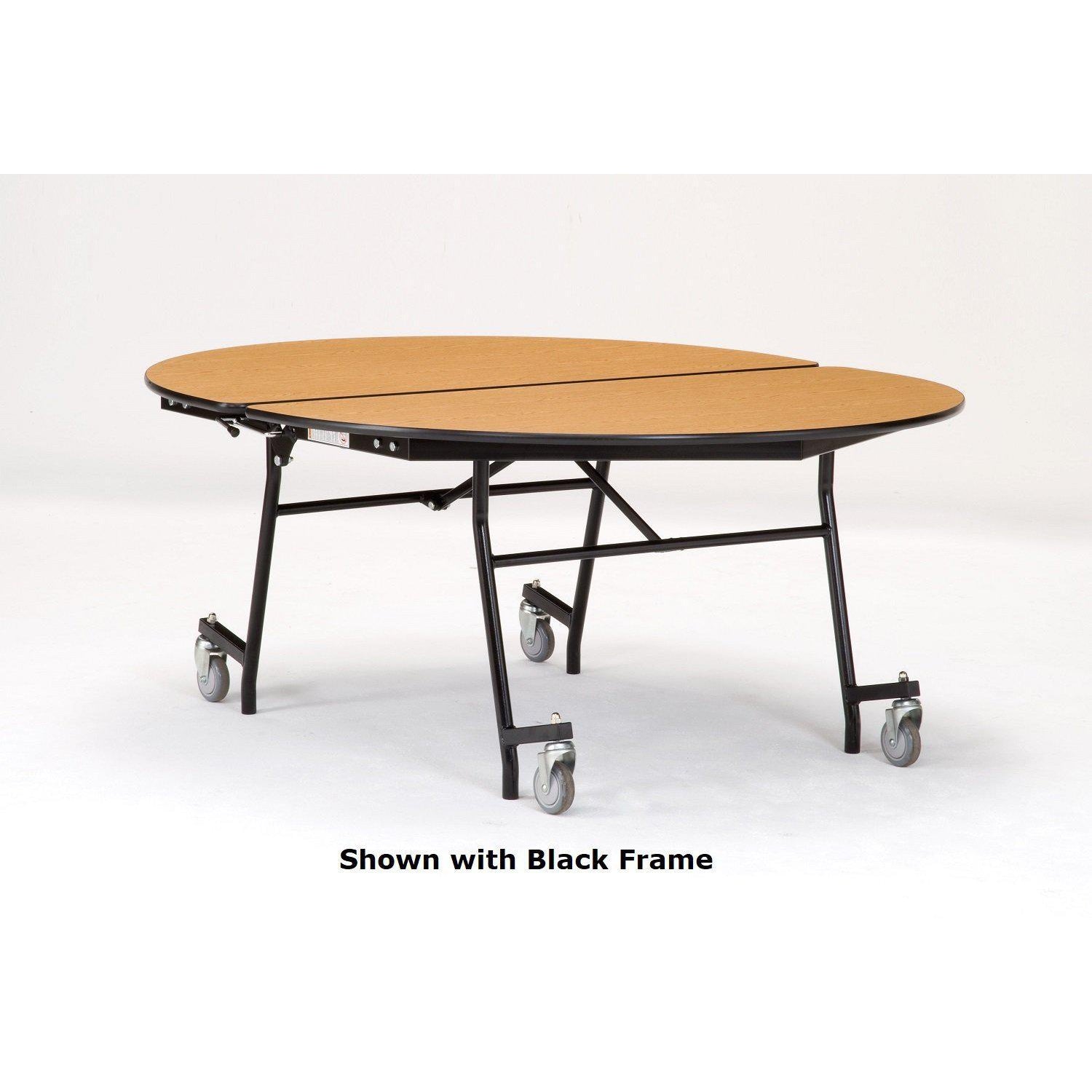 Mobile Shape Cafeteria Table, 72" Oval, MDF Core, Black ProtectEdge, Chrome Frame