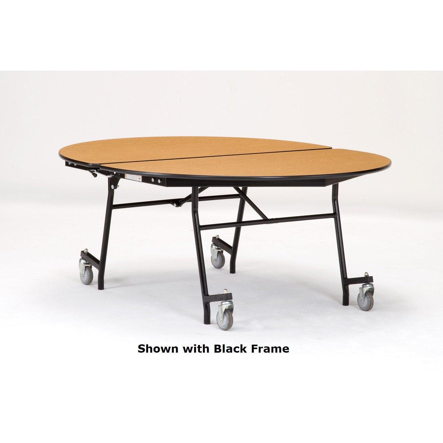 Mobile Shape Cafeteria Table, 72" Oval, Particleboard Core, Vinyl T-Mold Edge, Textured Black Frame