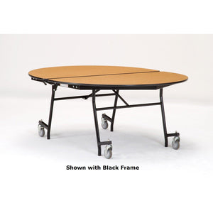 Mobile Shape Cafeteria Table, 72" Oval, Plywood Core, Vinyl T-Mold Edge, Textured Black Frame