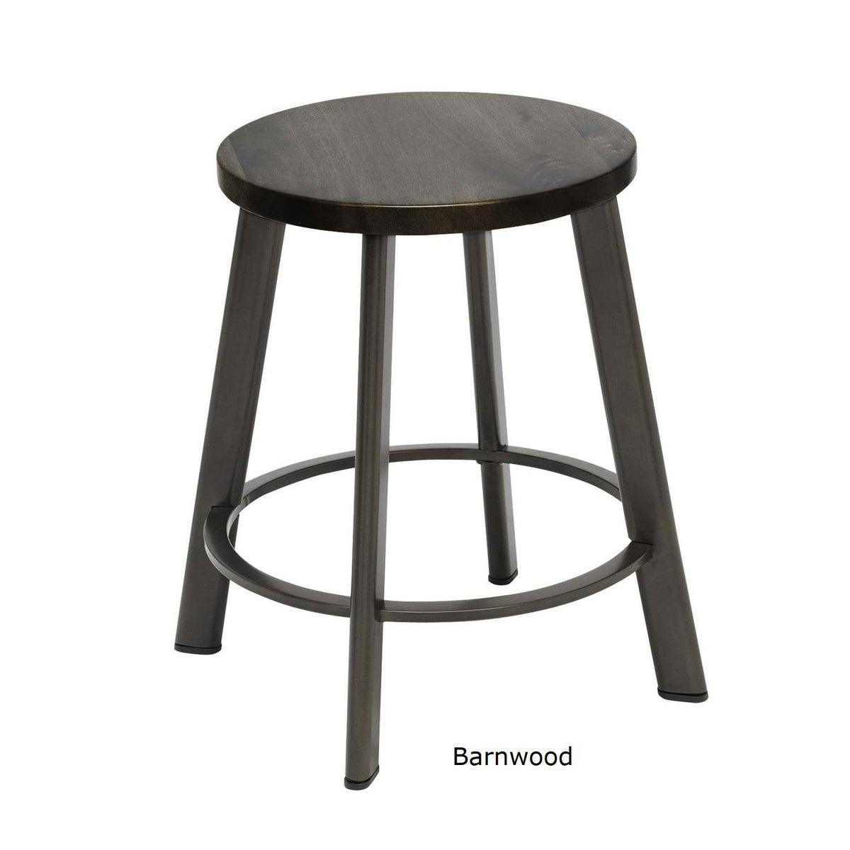 Metro Stool, Natural Steel Frame, Wood Seat, 18"H