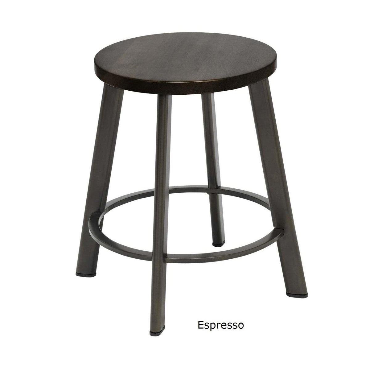 Metro Stool, Natural Steel Frame, Wood Seat, 18"H