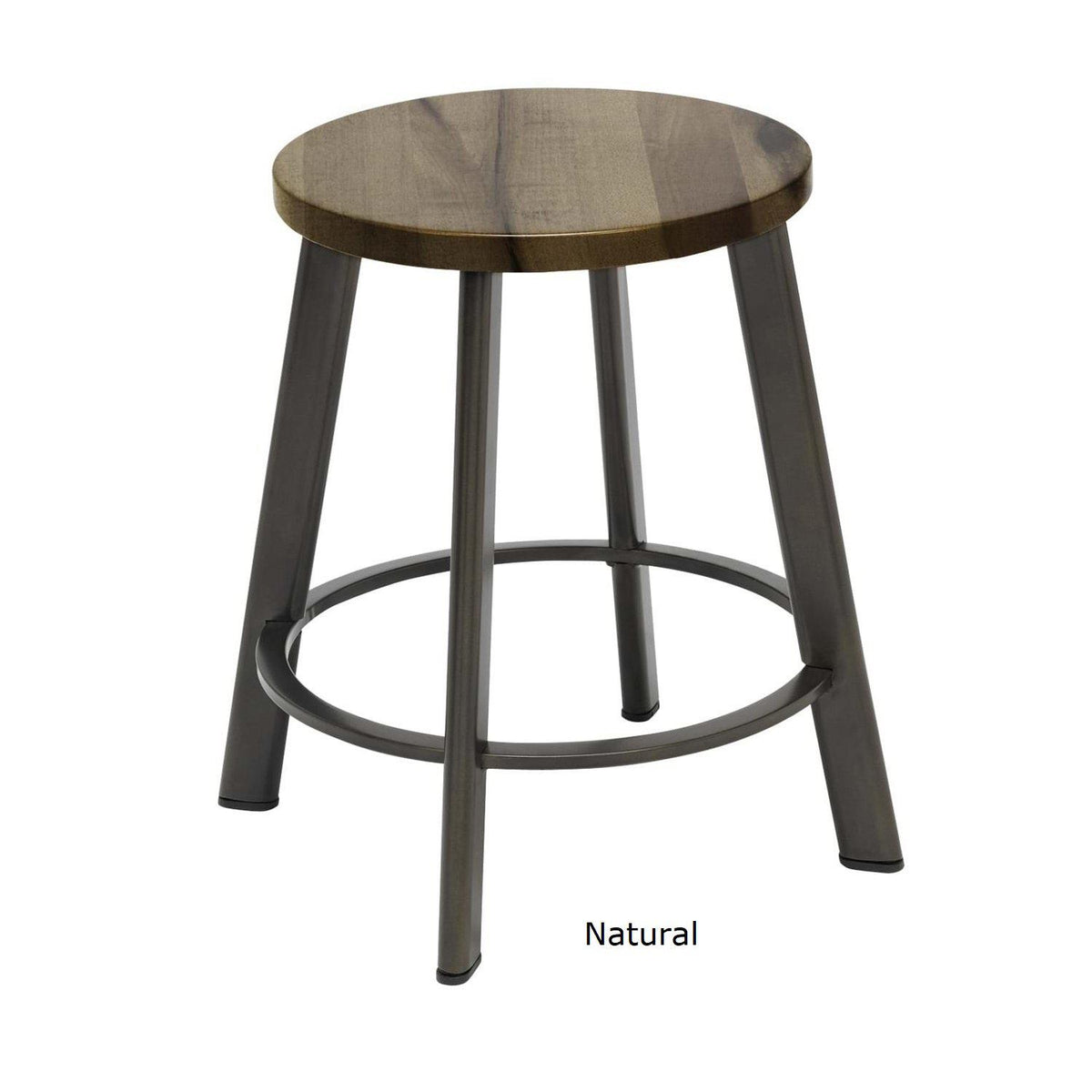 Metro Stool, Natural Steel Frame, Wood Seat, 18"H