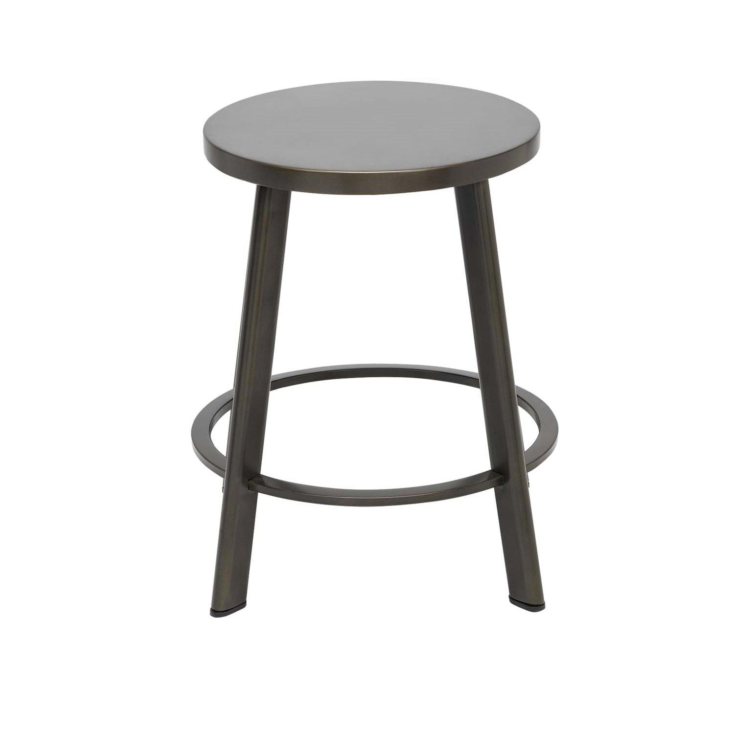 Metro Stool, Natural Steel Frame, Steel Seat, 18"H