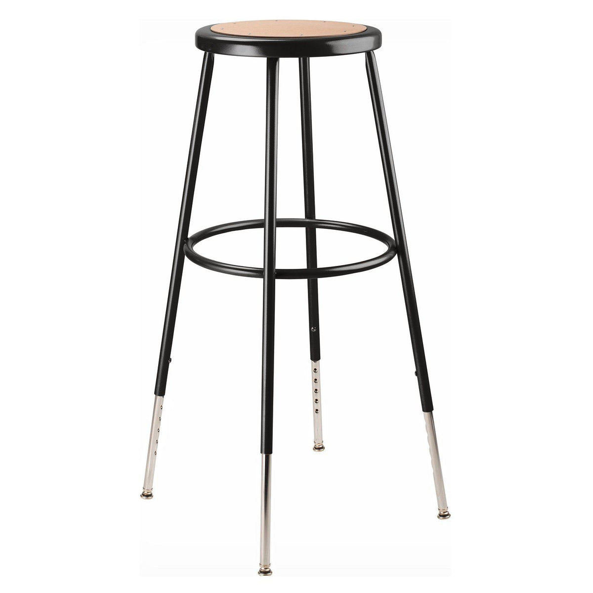 32"-39" Height Adjustable Heavy Duty Steel Stool, Masonite Seat, Black Frame