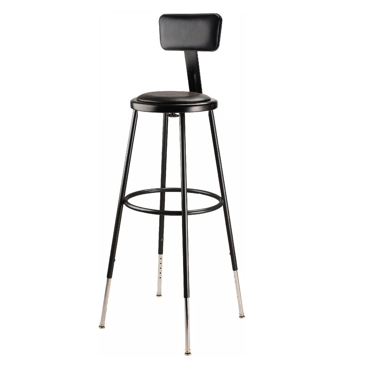 Height Adjustable Heavy Duty Vinyl Padded Steel Stool With Backrest