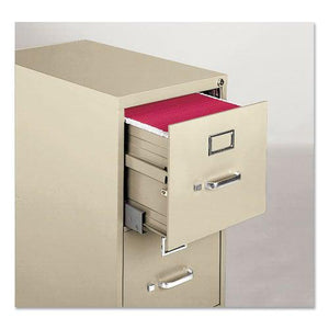 Four-Drawer Economy Vertical File Cabinet, Letter, 15" W x 25" D x 52" H, Putty