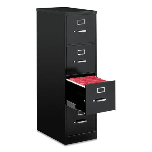Four-Drawer Economy Vertical File Cabinet, Letter, 15" W x 25" D x 52" H, Black