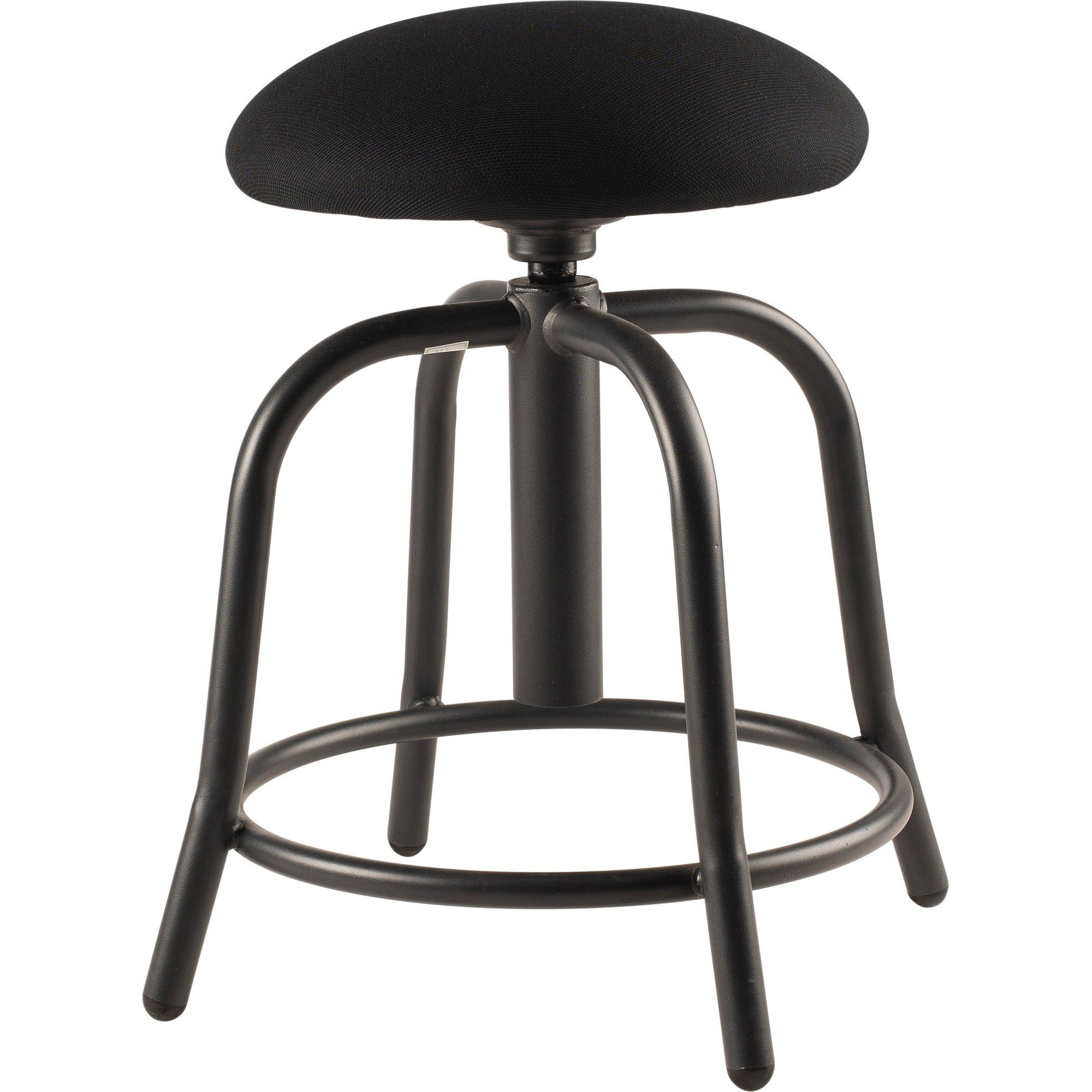 18"-25" Height Adjustable Contemporary Designer Stool with 3" Fabric Padded Black Seat, Black Frame