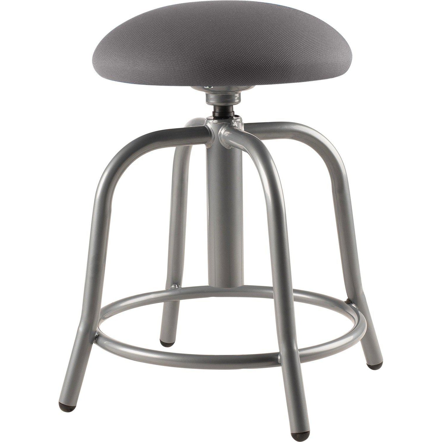 18"-25" Height Adjustable Contemporary Designer Stool with 3" Fabric Padded Charcoal Seat, Metallic Grey Frame
