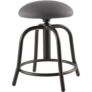 18"-25" Height Adjustable Contemporary Designer Stool with 3" Fabric Padded Charcoal Seat, Black Frame