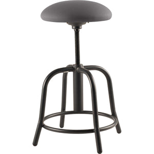 18"-25" Height Adjustable Contemporary Designer Stool with 3" Fabric Padded Charcoal Seat, Black Frame