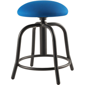 18"-25" Height Adjustable Contemporary Designer Stool with 3" Fabric Padded Cobalt Blue Seat, Black Frame
