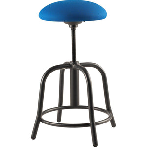 18"-25" Height Adjustable Contemporary Designer Stool with 3" Fabric Padded Cobalt Blue Seat, Black Frame