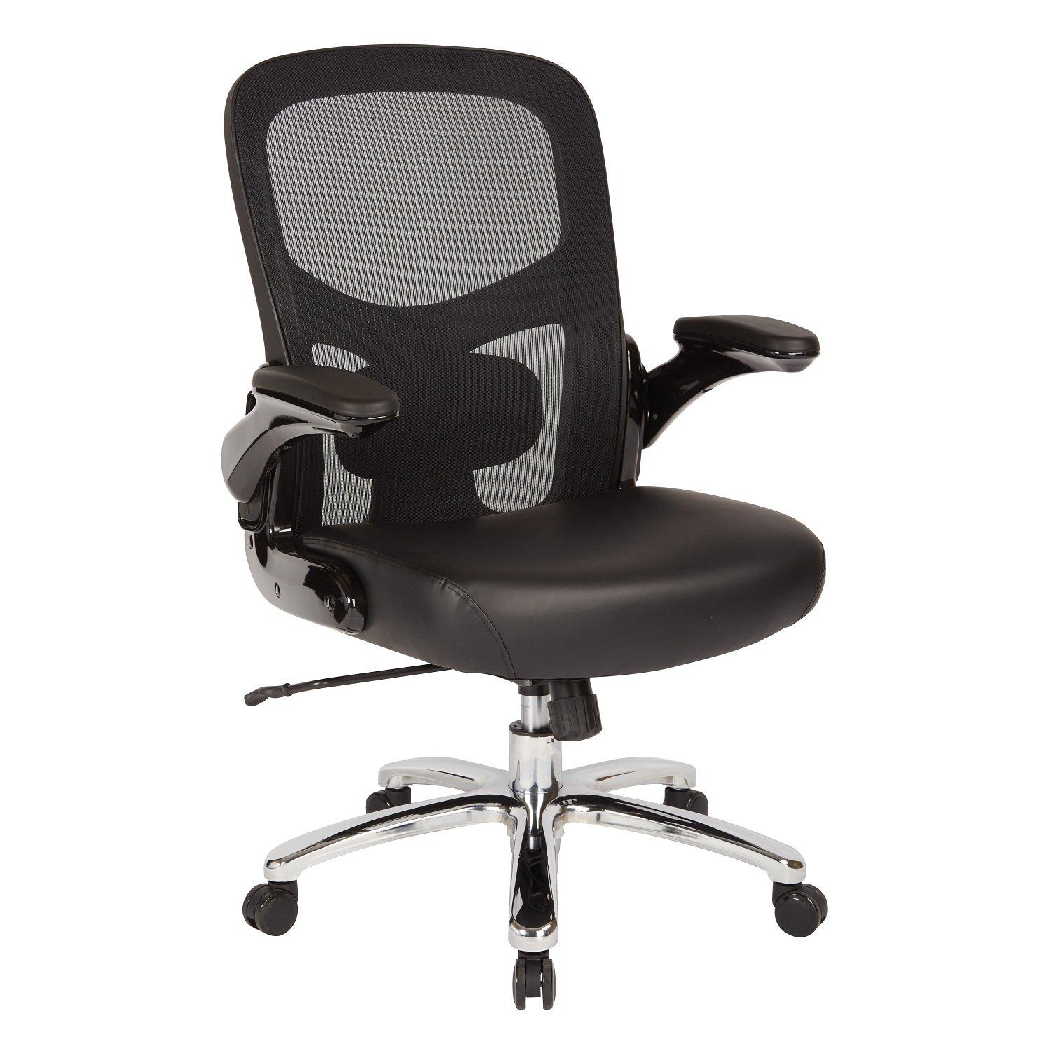 Big and Tall Mesh Back Chair with Black Bonded Leather Seat