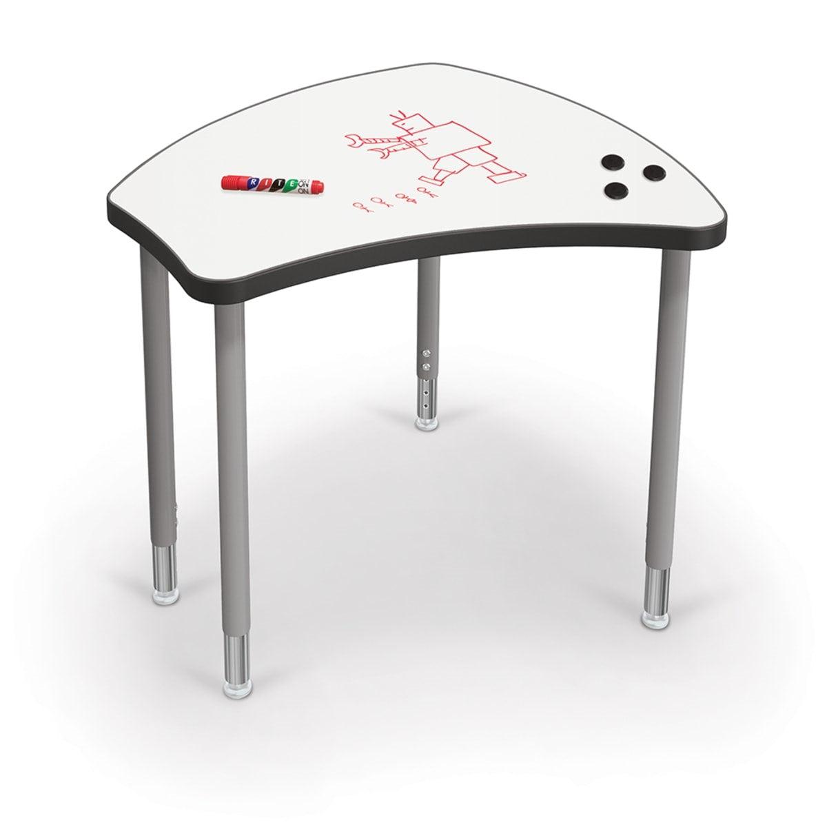 Hierarchy Shapes Desk + Porcelain Steel Dry Erase Whiteboard Top, LIFETIME WARRANTY