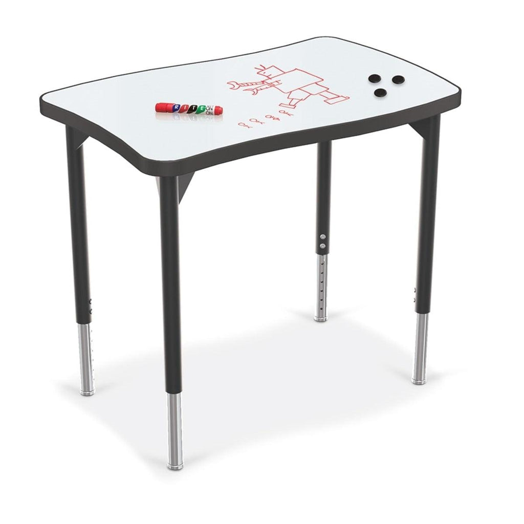 Hierarchy Creator Desk + Porcelain Steel Dry Erase Whiteboard Top, Wavy  Rectangle, 32.1