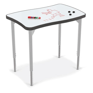 Hierarchy Creator Desk + Porcelain Steel Dry Erase Whiteboard Top, Wavy Rectangle, 32.1" W x 21.4" D, LIFETIME WARRANTY