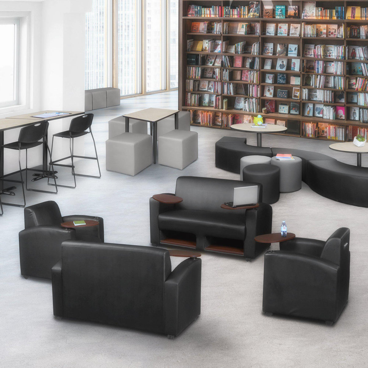 Supernova Tablet Arm Loveseat with Storage