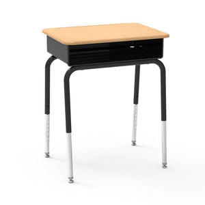 785 Series Open-Front Student Desk with Metal Book Box, Hard Plastic Top-Desks-Fusion Maple-