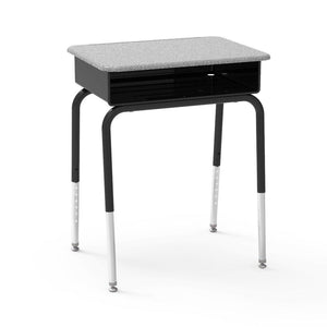 785 Series Open-Front Student Desk with Metal Book Box, Hard Plastic Top-Desks-Grey Nebula-