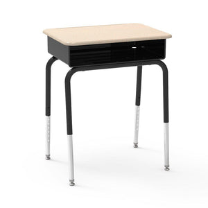 785 Series Open-Front Student Desk with Metal Book Box, Hard Plastic Top-Desks-Sandstone-