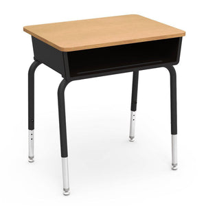 785 Series Open Front Student Desk with Plastic Book Box, Laminate Top-Desks-Black-Fusion Maple-Char Black