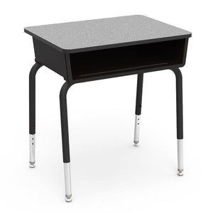 785 Series Open Front Student Desk with Plastic Book Box, Laminate Top-Desks-Black-Grey Nebula-Char Black
