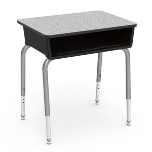 785 Series Open Front Student Desk with Plastic Book Box, Laminate Top-Desks-Black-Grey Nebula-Silver Mist