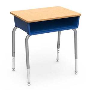 785 Series Open Front Student Desk with Plastic Book Box, Laminate Top-Desks-Cobalt Blue-Fusion Maple-Silver Mist