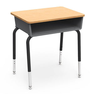 785 Series Open Front Student Desk with Plastic Book Box, Laminate Top-Desks-Graphite-Fusion Maple-Char Black