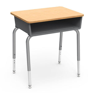 785 Series Open Front Student Desk with Plastic Book Box, Laminate Top-Desks-Graphite-Fusion Maple-Silver Mist