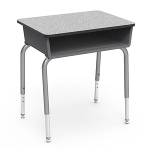 785 Series Open Front Student Desk with Plastic Book Box, Laminate Top-Desks-Graphite-Grey Nebula-Silver Mist