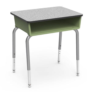 785 Series Open Front Student Desk with Plastic Book Box, Laminate Top-Desks-Green Apple-Grey Nebula-Silver Mist