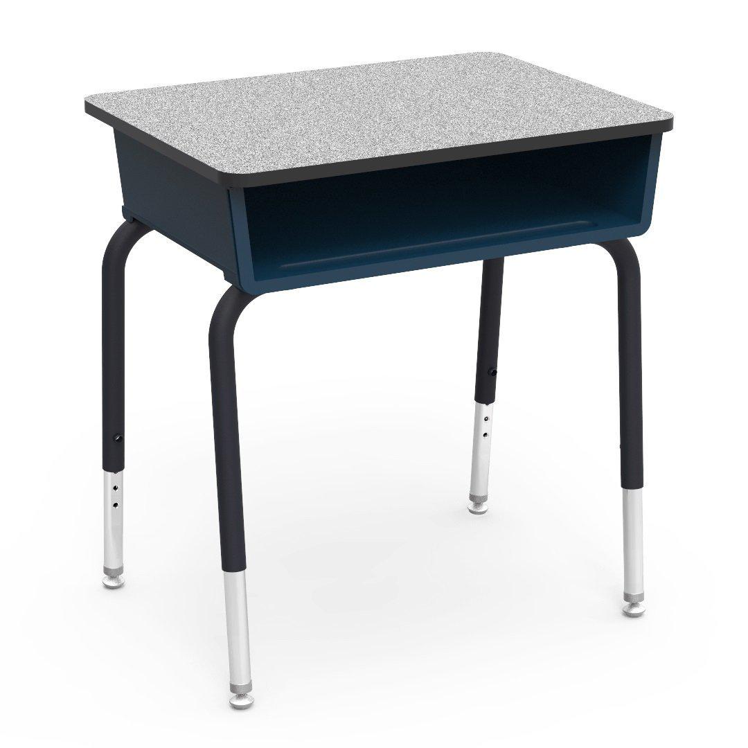 20D x 27W x 22-32H Planner Student Desk with Hard Plastic Top - Grey/Navy