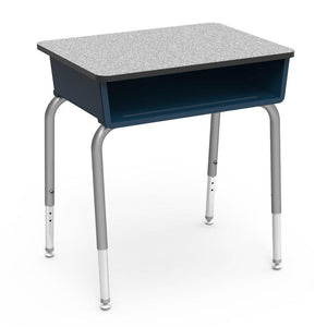 785 Series Open Front Student Desk with Plastic Book Box, Laminate Top-Desks-Navy-Grey Nebula-Silver Mist