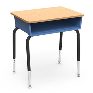 785 Series Open Front Student Desk with Plastic Book Box, Laminate Top-Desks-Sky Blue-Fusion Maple-Char Black