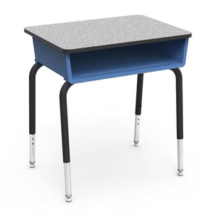 785 Series Open Front Student Desk with Plastic Book Box, Laminate Top-Desks-Sky Blue-Grey Nebula-Char Black