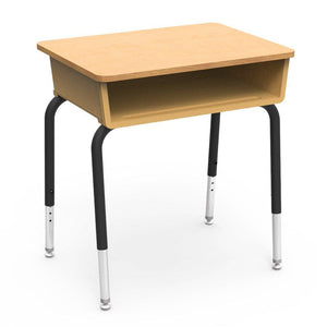 785 Series Open Front Student Desk with Plastic Book Box, Laminate Top-Desks-Squash-Fusion Maple-Char Black