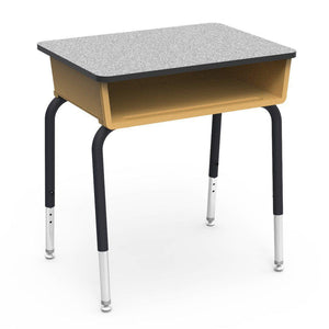 785 Series Open Front Student Desk with Plastic Book Box, Laminate Top-Desks-Squash-Grey Nebula-Char Black
