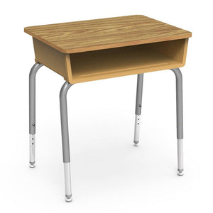 785 Series Open Front Student Desk with Plastic Book Box, Laminate Top-Desks-Squash-Medium Oak-Silver Mist