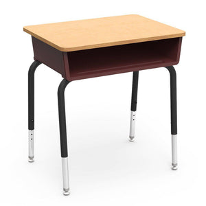 785 Series Open Front Student Desk with Plastic Book Box, Laminate Top-Desks-Wine-Fusion Maple-Char Black