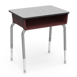 785 Series Open Front Student Desk with Plastic Book Box, Laminate Top-Desks-Wine-Grey Nebula-Silver Mist