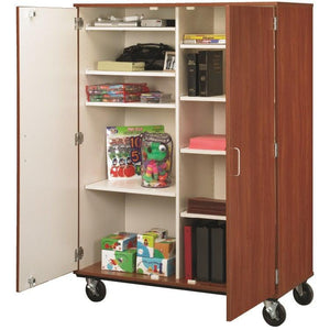 Closed Divided Mobile Storage Cabinet, 67 H, Lockable