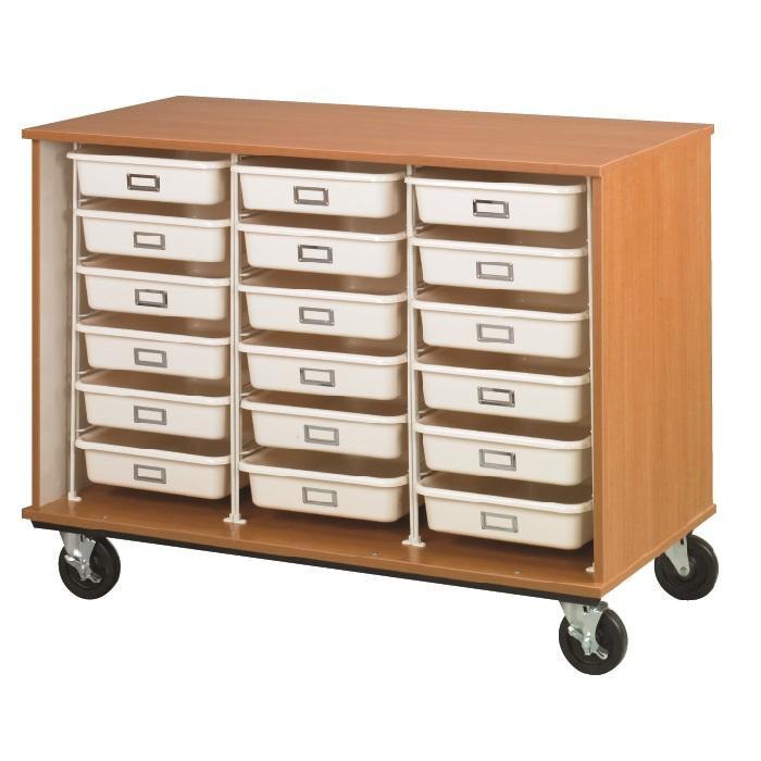 Open Tray Mobile Storage, (18) 3.5" Trays