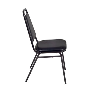 Restaurant Stacking Chair, Black Vinyl Upholstery
